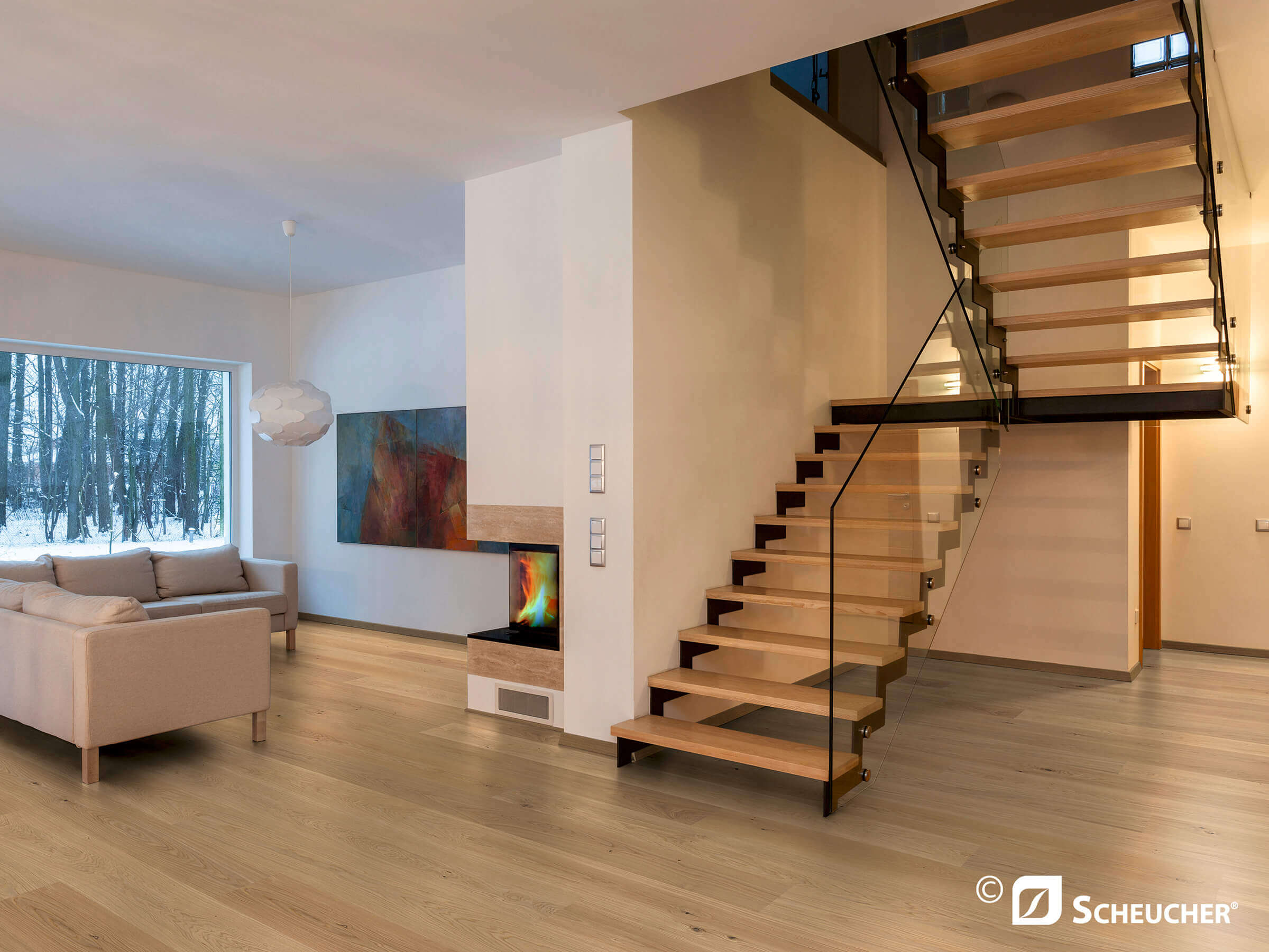 Wohnzimmer mit Scheucher Parkett