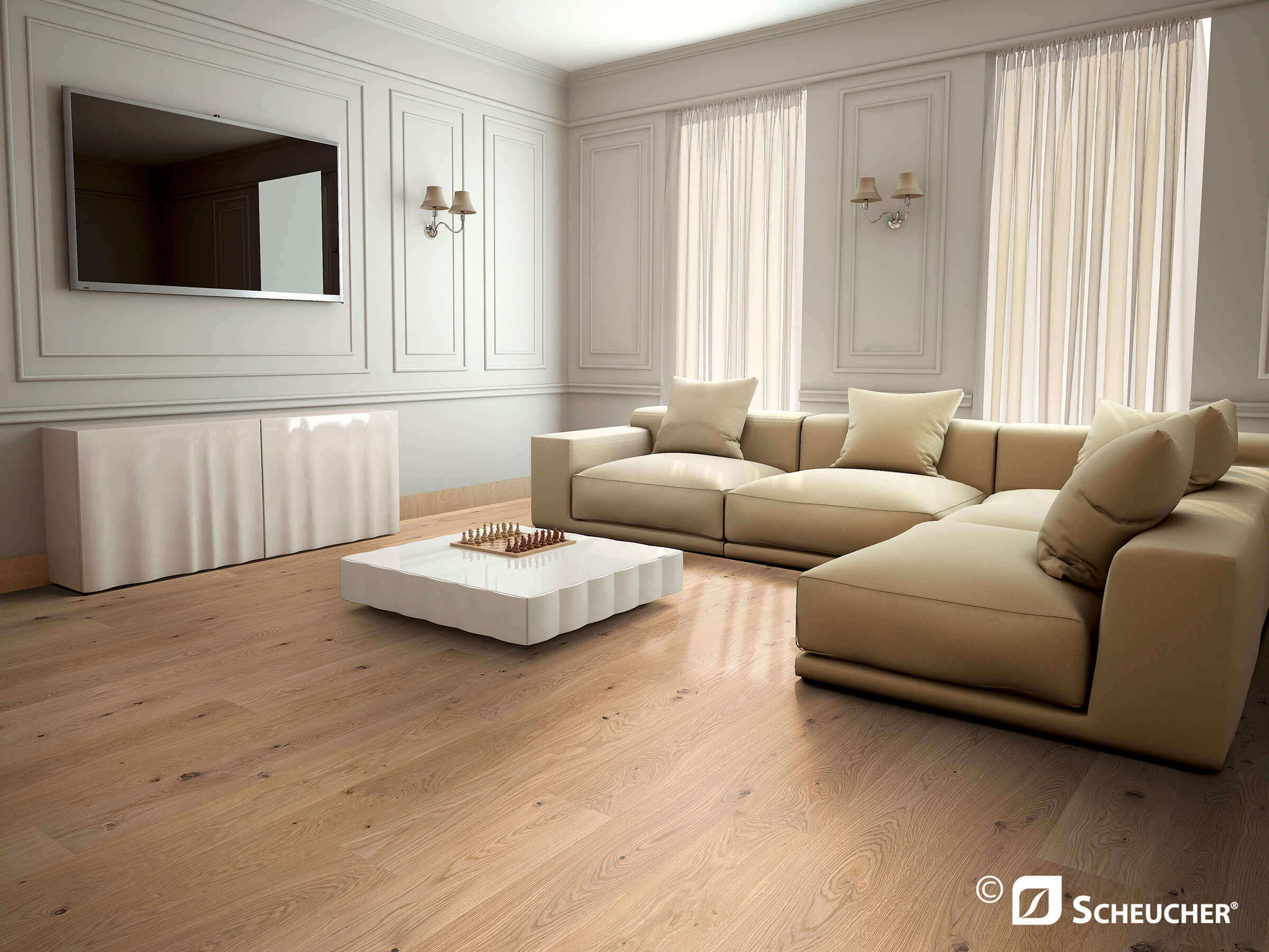 Wohnzimmer mit Scheucher Parkett Diele