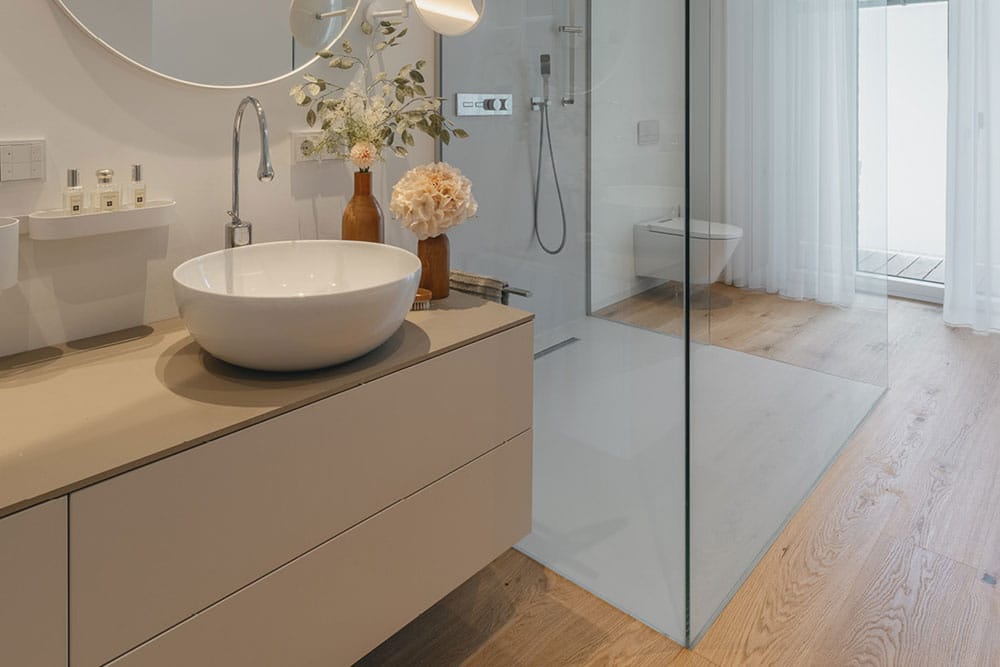 Parkettboden im Badezimmer